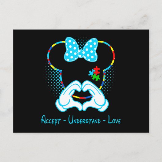 Carte Postale Accept Understand Love Autism Awareness - Mouse Au (Devant)