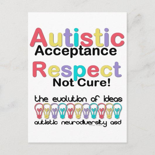Carte Postale Acceptation autistique Respect non guéri (Devant)