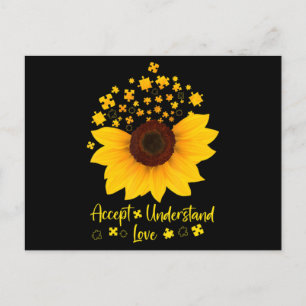 Carte Postale Accepter Comprendre l'amour Sunflower Chemise Auti