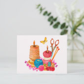 Carte Postale Accessoires de couture et de Tricot aquarelle (Debout devant)