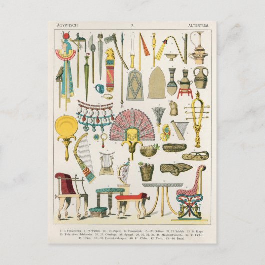 Carte Postale Accessoires égyptiens, de 'Trachten der Voelker' (Devant)