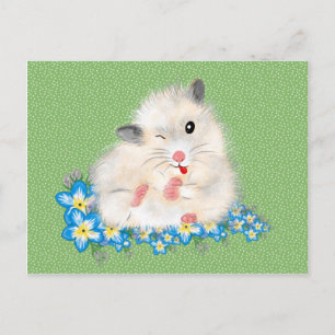 Carte Postale Accessoires hamster syrien blanc mignon, polka ver