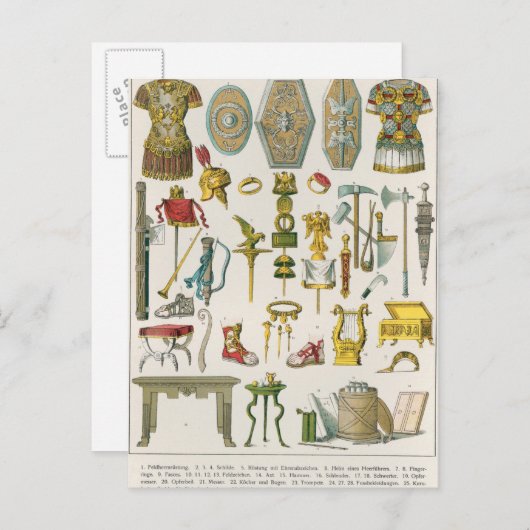 Carte Postale Accessoires romains (Devant / Derrière)