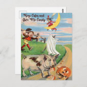 Carte Postale Accident citrouille avec porc (Devant / Derrière)