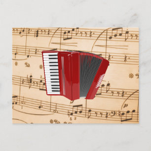 Carte Postale Accordéon : Accordéon rouge, design populaire,