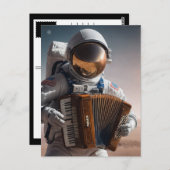 Carte Postale accordéon jouant astronaute (Devant / Derrière)