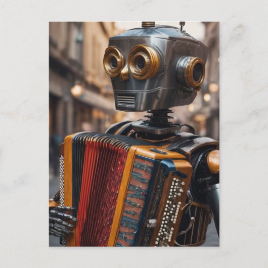 Carte Postale accordéon jouant astronaute (Devant)