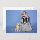 CARTE POSTALE ACCORDION LADY (Devant / Derrière)