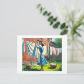 Carte Postale Accrocher La Laverie Humide, (Debout devant)