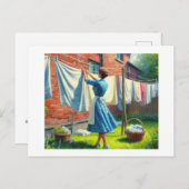 Carte Postale Accrocher La Laverie Humide, (Devant / Derrière)