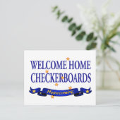 Carte Postale Accueil Bienvenue Checkboards (Debout devant)