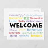 Carte Postale Accueil coloré dans plusieurs langues Contexte bla (Devant / Derrière)