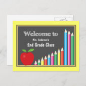 Carte Postale Accueil Coloré Retour À L'École (Devant / Derrière)