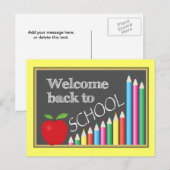 Carte Postale Accueil Coloré Retour À L'École (Devant / Derrière)