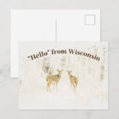 Carte Postale Accueil d'aquarelle aux cerfs communs coupés la (Devant / Derrière)