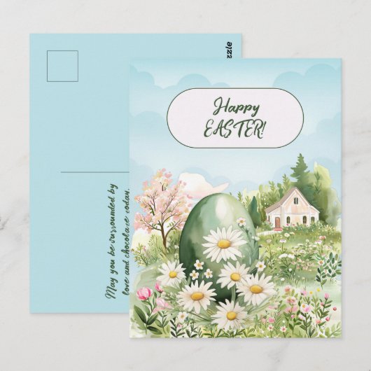 Carte Postale Accueil de Pâques Joyeux Daisées d'oeufs de Pâques (Devant / Derrière)