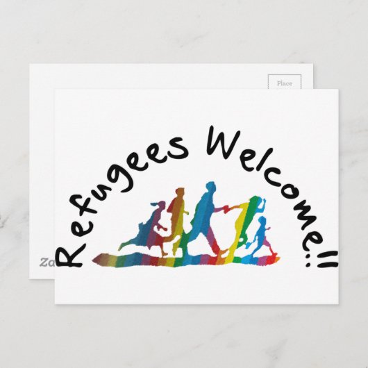 Carte Postale Accueil des réfugiés (Devant / Derrière)