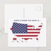 Carte Postale Accueil est là où se trouve le coeur - US Map & Fl (Devant / Derrière)
