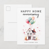 Carte Postale Accueil Joyeux Anniversaire Maison Ballons Realty (Devant / Derrière)