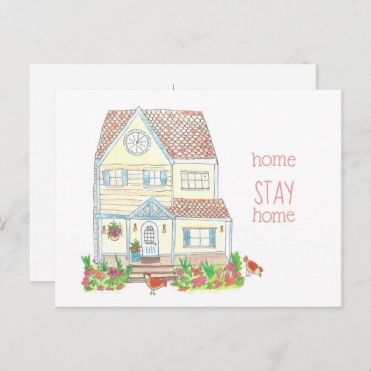 Carte Postale Accueil Restez à la maison Distances sociales Note (Devant / Derrière)