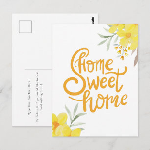 Carte Postale Accueil Sweet Home Chic Fleurs Jaunes Félicitation