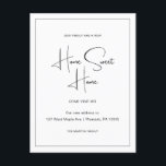 Carte Postale Accueil Sweet Home Nouvelle adresse Moving Faire-p<br><div class="desc">Cette simple carte postale mobile en noir et blanc présente un design classique avec écriture manuscrite. Ce changement minimaliste d'adresse carte postale faire-part dispose d'une bordure encadrée et de nouvelles de votre grand déménagement dans une nouvelle Maison Sweet Home. Le verso de cette carte postale de faire-part d'adresse simple comporte...</div>