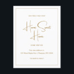Carte Postale Accueil Sweet Home Nouvelle adresse Moving Faire-p<br><div class="desc">Cette simple carte postale mobile brun doré et blanc présente un design classique avec écriture manuscrite. Ce changement minimaliste d'adresse carte postale faire-part dispose d'une bordure encadrée et de nouvelles de votre grand déménagement dans une nouvelle Maison Sweet Home. Le verso de cette carte postale de faire-part d'adresse simple comporte...</div>
