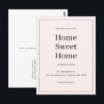 Carte Postale Accueil Sweet Home Nouvelle adresse Moving Faire-p<br><div class="desc">Cette simple carte postale mobile rose vif présente un design classique avec un style audacieux. Ce changement d'adresse minimaliste rose pastel de la carte postale faire-part dispose d'une bordure encadrée et de nouvelles de votre grand déménagement dans une nouvelle Maison Sweet Home. L'arrière de cette nouvelle adresse de base nouvelle...</div>