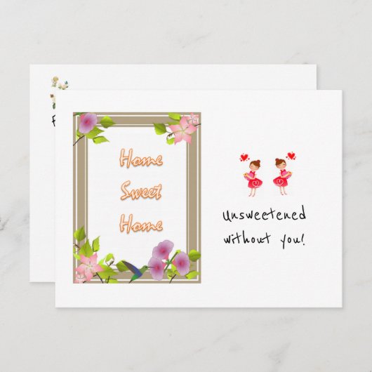 Carte postale Accueil Sweet Home Sans sucré sans v (Devant / Derrière)