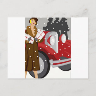 Carte Postale Achats de Noël dans la neige