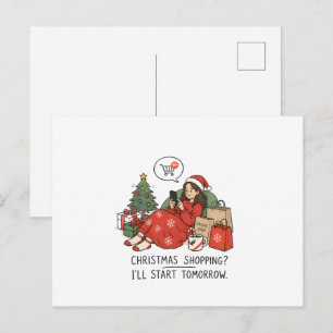 Carte Postale Achats de Noël, je commencerai demain – Drôle