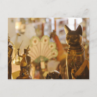 Carte Postale Acheter la fenêtre avec sculpture de chat