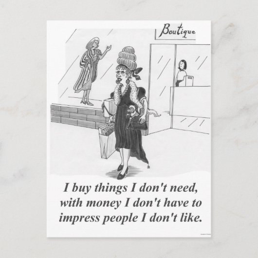 Carte Postale Acheter, Lady Shopping (Devant)