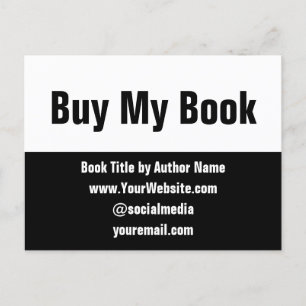Carte Postale Acheter mon livre Black and White Author Marketing