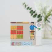Carte Postale Acheteur d'un magasin d'alimentation (Debout devant)