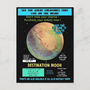 Carte Postale Achetez un billet pour la Lune ! Voyage spatial