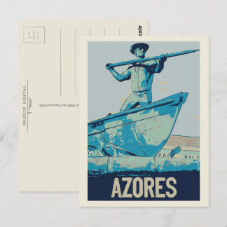 Carte Postale Açores Chasse aux baleines illustration Portugal