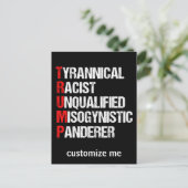 Carte Postale Acronyme drôle anti-Trump (Debout devant)