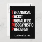 Carte Postale Acronyme drôle anti-Trump (Devant / Derrière)