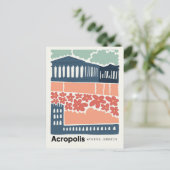Carte Postale Acropole Athènes Grèce Voyage abstrait art floral (Debout devant)