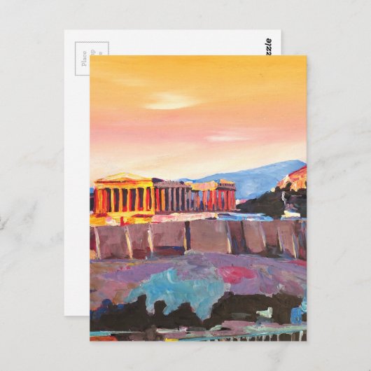 Carte Postale Acropole d'Athènes Grèce au coucher du soleil (Devant / Derrière)