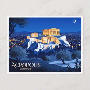 Carte Postale Acropole d'Athènes la nuit Grèce