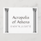 Carte Postale Acropole d'Athènes Latitude Longitude (Devant)