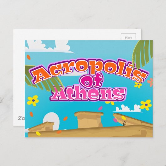 Carte Postale Acropole d'Athènes poster de voyage Grèce. (Devant / Derrière)