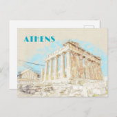 Carte Postale Acropole Hill à Athènes, Grèce (Devant / Derrière)