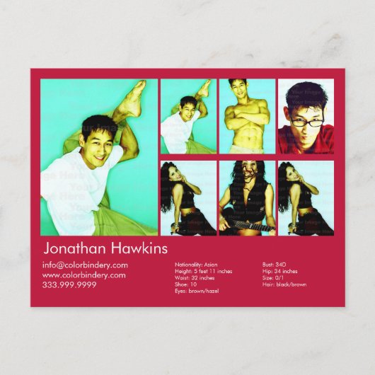 Carte Postale Acteur et modèle Rouge Capture d'écran (Devant)