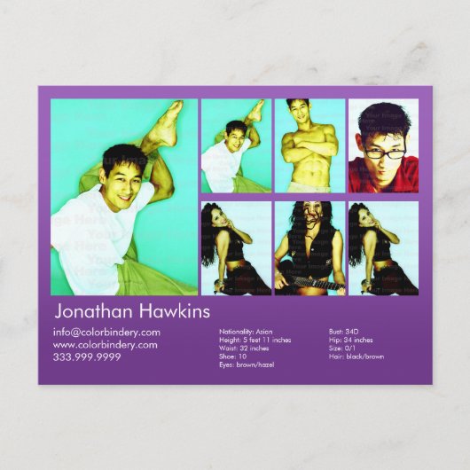 Carte Postale Acteur et modèle Violet Capture d'écran (Devant)