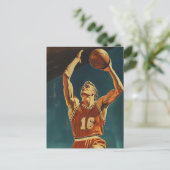Carte Postale Action de basket vintage (Debout devant)