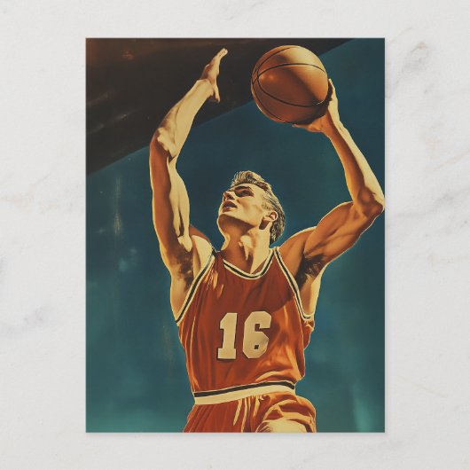 Carte Postale Action de basket vintage (Devant)