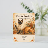 Carte Postale Action de grâce de chat avec dinde (Debout devant)